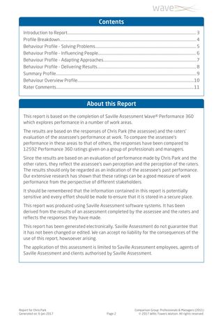 Saville Wave Performance 360 - Exemple de rapport page 2