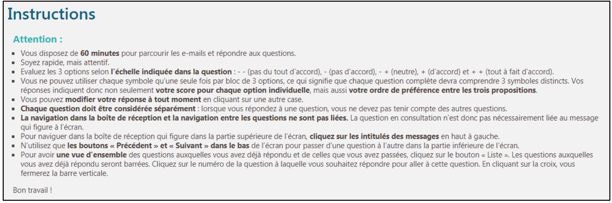 Instructions officielles de l’exercice du bac à courrier électronique de GovJobs